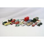 18 Mid 20th C play worn diecast models to include Dinky, Corgi & Matchbox Lesney featuring Corgi