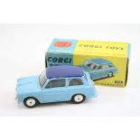 Boxed Corgi 216 Austin A40 Saloon diecast model in two tone blue, diecast excellent, box gd/vg