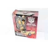 Boxed Transformers Ultimate Bumblebee, with instructions but missing accessory and with tatty box.