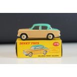 Boxed Dinky 175 Hillman Minx Saloon diecast models in beige / turquoise, vg with a few paint chips