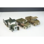 Three play worn Britains diecast military models, heavy wear