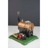Mid 20th C Stationary Steam Plant with copper boiler, condition appears vg on green base, base 8"