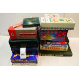 13 Board games to include Scrabble Deluxe, Uno Dominis, Brit Quiz, Yali, Trivial Pursuit, Trivial