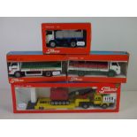 Four boxed 1/50 Teckno diecast haulage and construction models to include Scania L110, Ford D0810