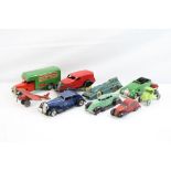 Eight tin plate & diecast models to include Triang Minic tin plate delivery van and 2 x other Triang