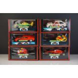 Six boxed Scalextric slot cars to include C142 Ford Benetton B193, C239 Mototrbike & Sidecar