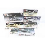 Seven boxed Airfix unbuilt plastic model kits to include MBB BÖ 105C Helicopter, Lockheed U-2B,