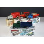 Four Triang Minic clockwork tin plate models to include 3 x commercial and a Steam Roller, showing