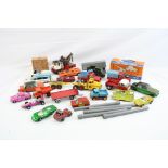 22 x playworn diecast vehicles from Corgi, Dinky, Lesney, Lone Star, etc to include Corgi James Bond