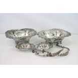 Pair of late Victorian pieced silver trinket dishes of quatrefoil form, makers T H Hazlewood & Co,