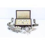 Collection of items to include silver Roman style coin bracelet, six silver buttons, silver Celtic