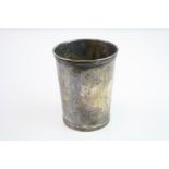 Silver beaker, plain polished form, reeded border and base, stamped Newport Sterling to base, height