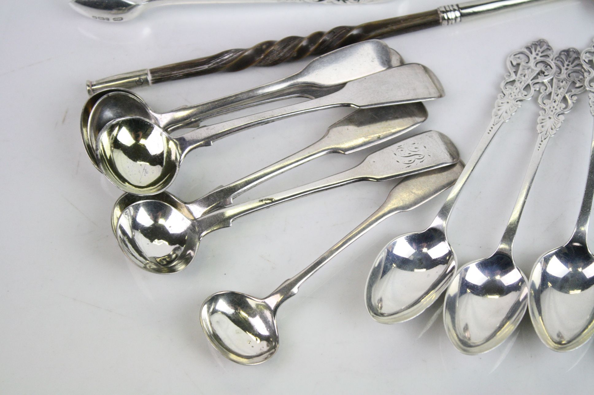 Three early Victorian silver gilt salt spoons, fiddle pattern, makers Thomas Byrne, Exeter 1844; - Image 3 of 4