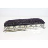 Silver rectangular pin cushion trinket box, the body decorated with with swag and garland decoration