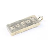 9ct yellow gold ingot pendant, fully hallmarked, length approx 6cm (including bale)