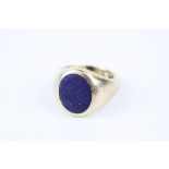 Lapis Lazuli 9ct yellow gold signet ring, the oval unpolish lapis lazuli measuring approx 11mm x