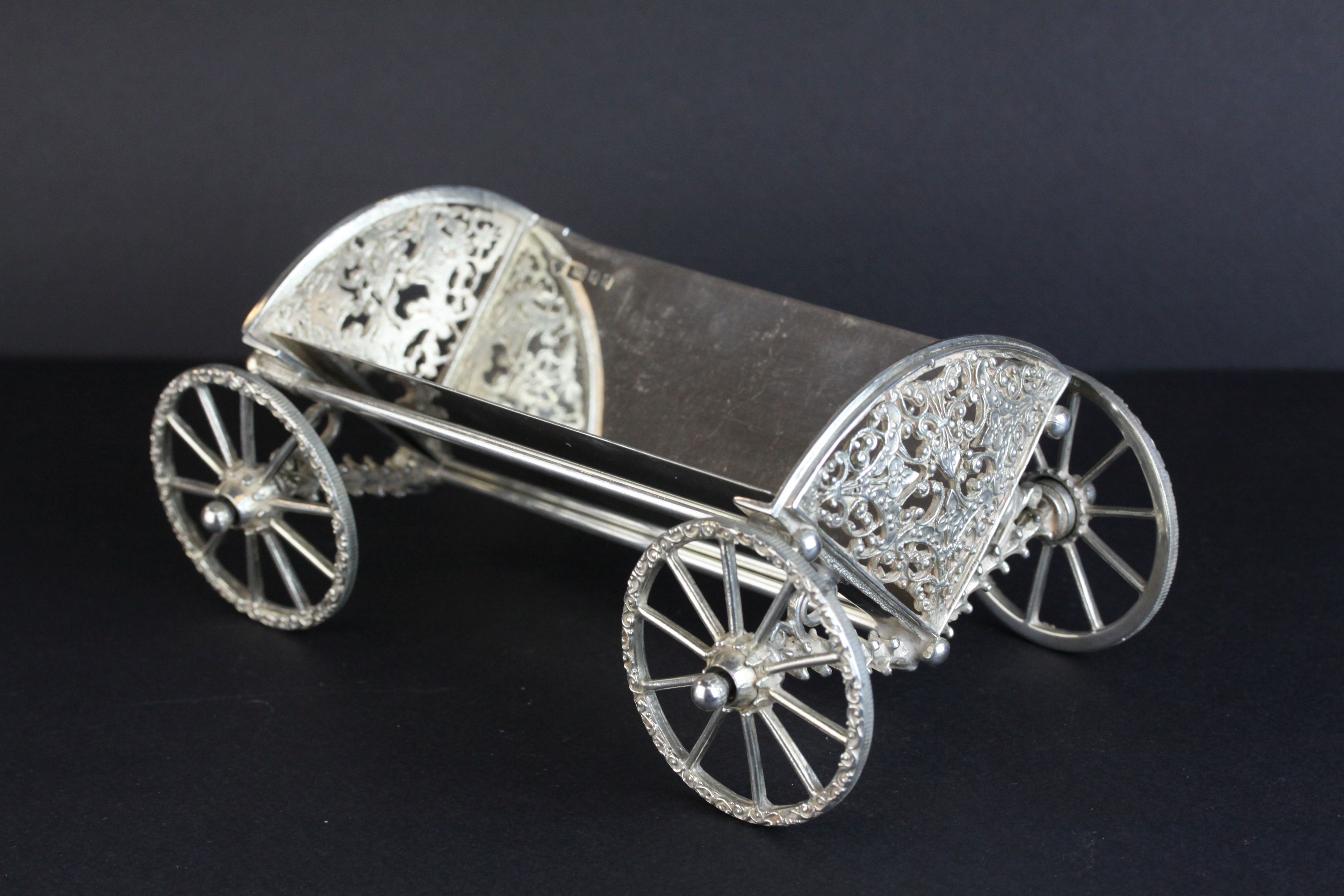 Victorian silver double ink and pen desk stand, the central compartment with cast Sphinx surmount - Image 14 of 20