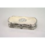 Victorian silver vinaigrette, engine turned decoration to hinged lid and base, floral engraved body,