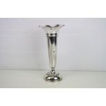 George V silver trumpet vase, flared neck, moulded filled base, makers Charles Boyton & Son Ltd,
