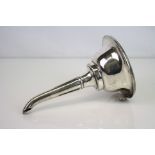 Silver plated wine funnel, shell thumb piece, length approx 16.5cm