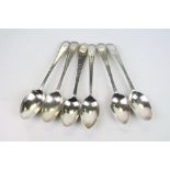 Three George III silver coffee spoons, bright cut swag and zigzag decoration, maker Hester