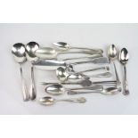 Silver flatware to include teaspoons, early 20th century silver trefid rattail spoon, butter