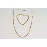 9ct yellow gold s link necklace, length approx 41cm, together with a similar 9ct gold bracelet,