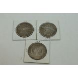 Three United States Of America silver Morgan Dollar coins to include dates 1884, 1888 and 1881,