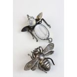 Moonstone white metal brooch modelled as an insect, oval cabcohon moonstone measuring approx 15mm