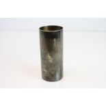 Silver cylindrical vase, textured band to upper half, makers Desmond Clen-Murphy, London 1968,