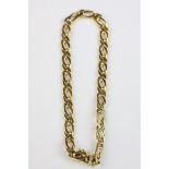 French 18ct yellow gold double flat curb link bracelet, the tongue and box clasp set with small