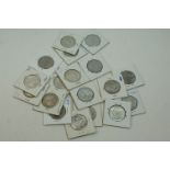 Eighteen United States Of America Kennedy half dollar coins, years include 1974, 1967, 1964, 1969,