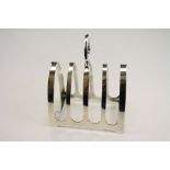 George VI silver five bar toast rack of arched form, makers Viners Ltd, Sheffield 1937, length