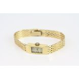 14ct gold cased ladies' wristwatch, rectangular face, 14ct gold bracelet strap