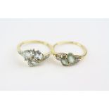 Prasiolite and diamond 18ct yellow gold crossover style ring, size N½ together with a pale blue