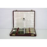 Set of six Asprey & Co Ltd silver handled fruit knives, thread and shell pattern, hallmarked Gee &