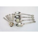 Four early Victorian silver Kings pattern teaspoons, initialled terminals verso, makers mark