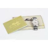 Mido Commander Ocean Star ladies stainless steel wristwatch, champagne dial, square markers, baton