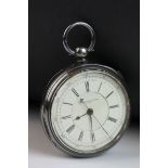 Victorian silver open faced key wind centre seconds chronograph pocket watch by William Williams,