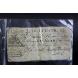 Banknotes - 1818 Ludlow Bank One Pound note