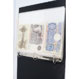A collection of approx 80 British and foreign banknotes contained within an album
