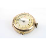 Early 20th century 9ct rose gold cased ladies' wristwatch, silvered and gilt dial, black and red