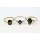 Ammolite 9ct yellow gold dress ring, oval ammoilite triplet, four claw setting, ring size N½, pear