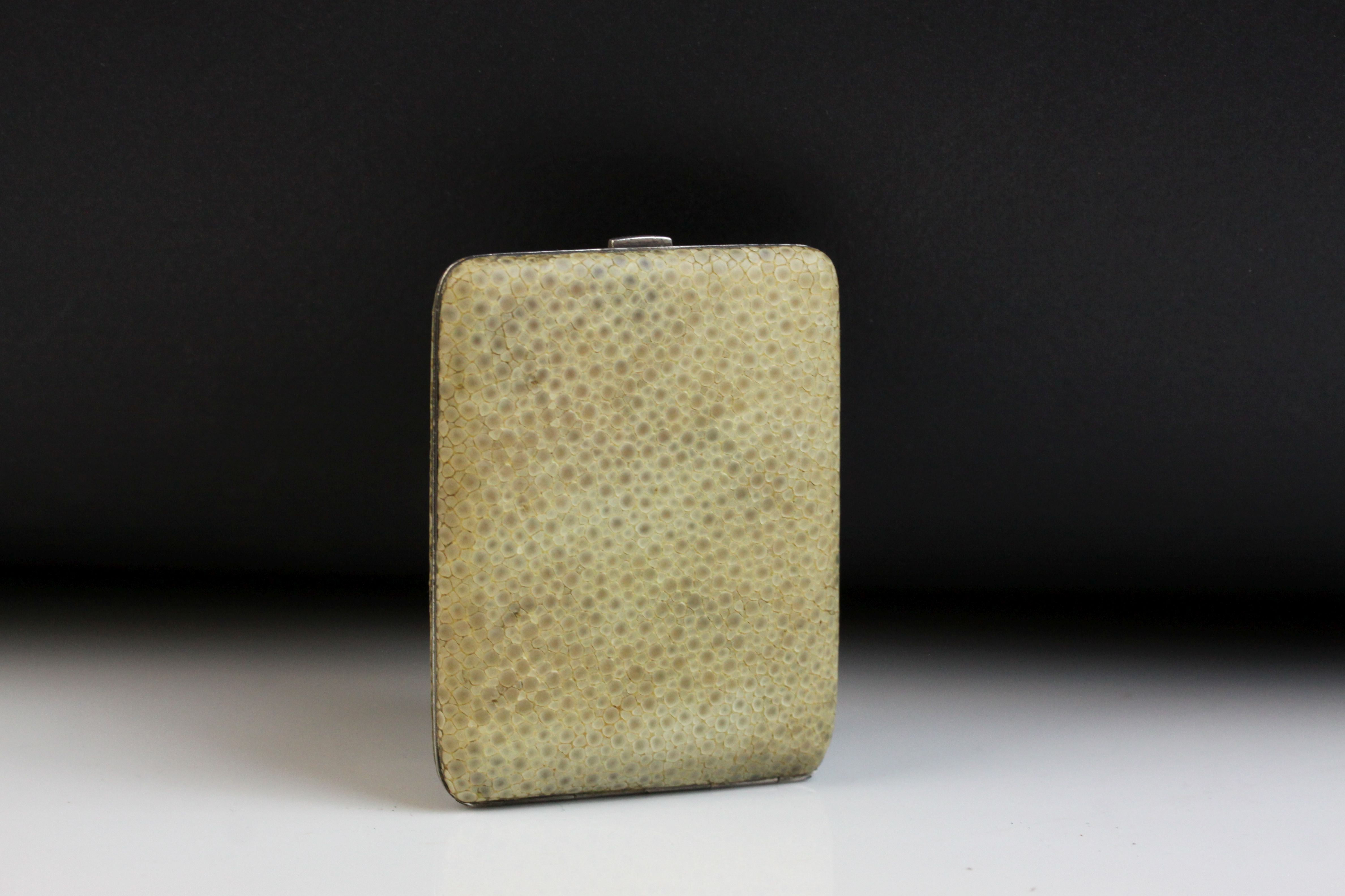 Shagreen silver small cigarette case, makers Collett & Anderson, London 1932, length approx 6cm