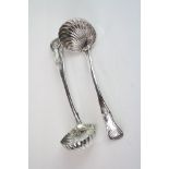 Pair of Scottish silver sauce ladles, Kings pattern, shell bowl, makers James McKay, Edinburgh 1840,