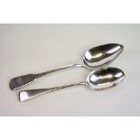 George IV silver serving spoon, fiddle pattern, initialled terminal, makers Morris & Michael