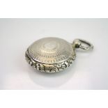 George IV silver gilt vinaigrette of circular form, cast rose bud border, engine turned body,