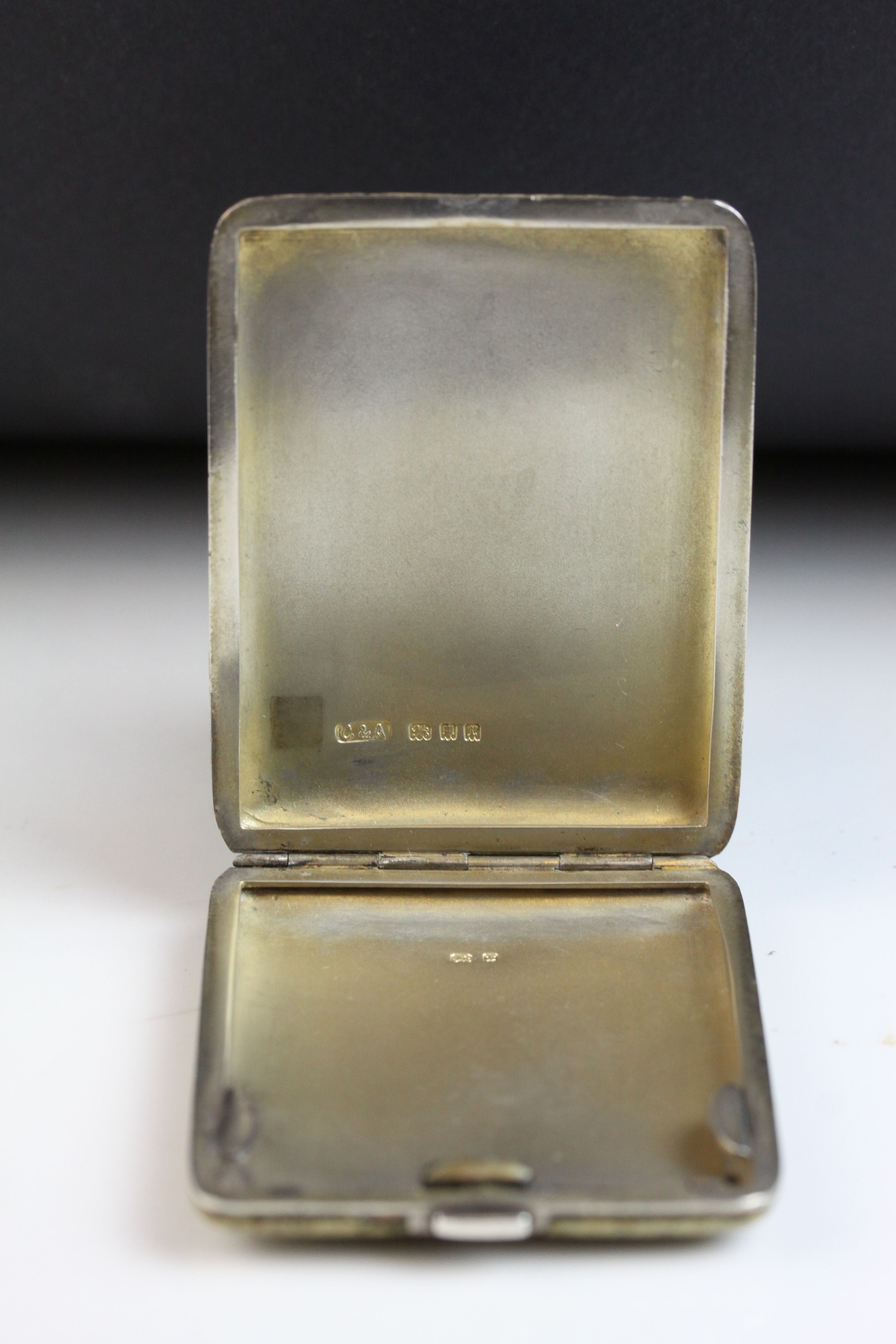 Shagreen silver small cigarette case, makers Collett & Anderson, London 1932, length approx 6cm - Image 3 of 5