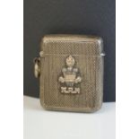 Early 20th century silver vesta case; Prince of Wales Lord Lieutenant insignia in rose gold, gold