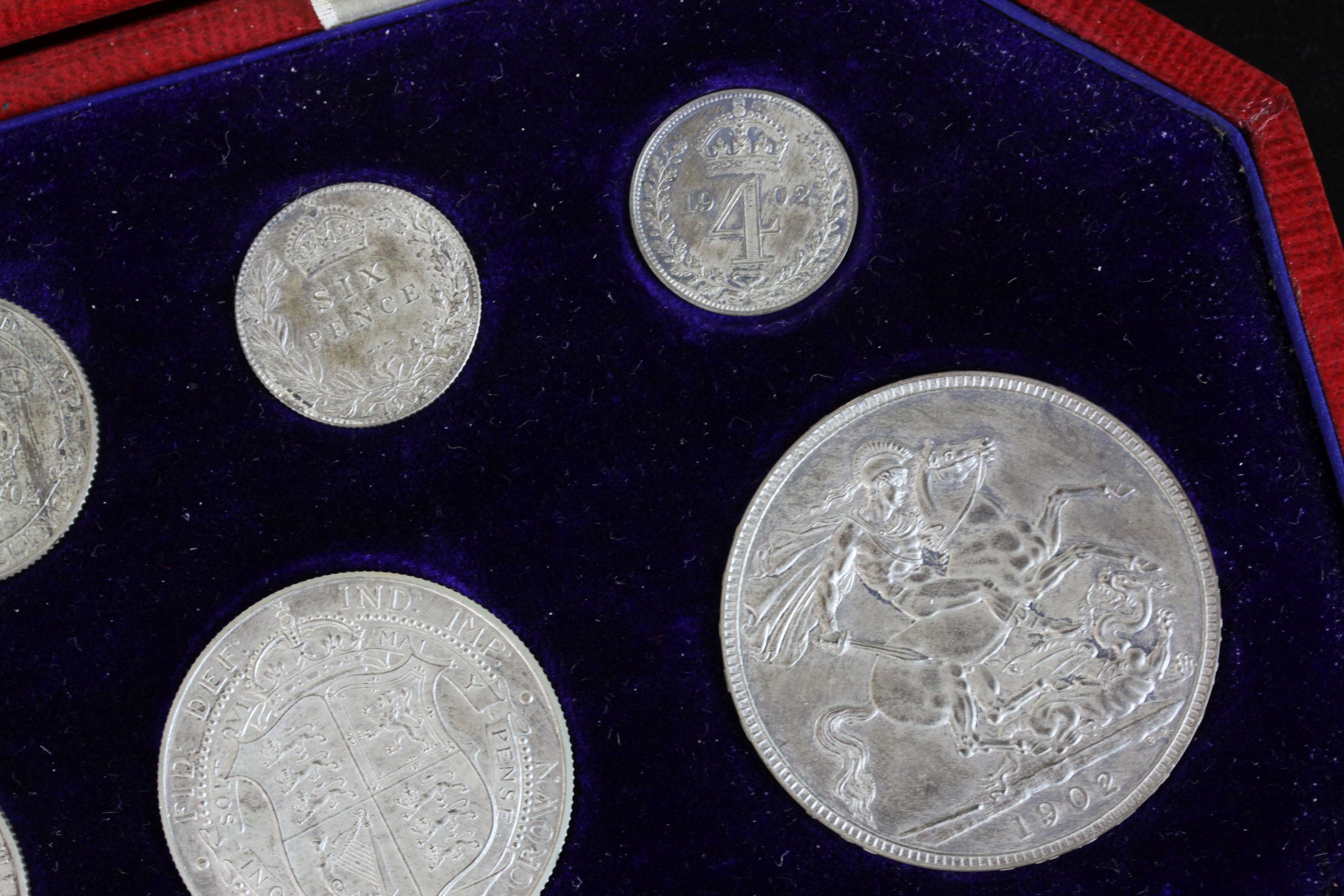 Cased 1902 Specimen Coins set, complete with 11 coins to include full gold sovereign and half gold - Image 5 of 6
